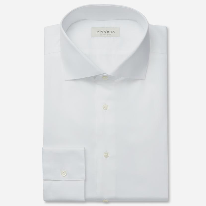 Shirt solid white stretch cotton twill double twisted supima cotton, collar style lower spread collar Shirt solid white stretch cotton twill double twisted supima cotton, collar style lower spread collar