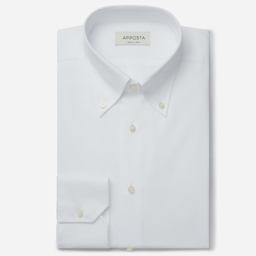 Shirt solid white cotton poplin double twisted, collar style button-down collar Shirt solid white cotton poplin double twisted, collar style button-down collar