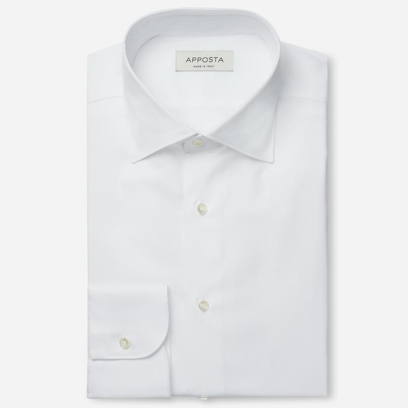 Shirt solid white cotton poplin giza 87, collar style semi-spread collar Shirt solid white cotton poplin giza 87, collar style semi-spread collar