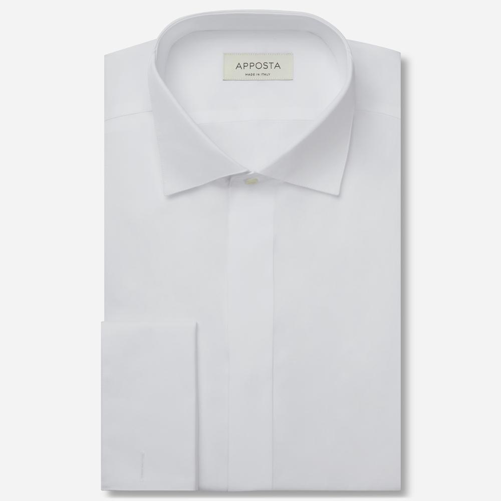 Shirt solid white cotton twill double twisted, collar style wing collar with funcional loop, cuff french cuff (cufflinks) from Apposta Shirt solid white cotton twill double twisted, collar style wing collar with funcional loop, cuff french cuff (cufflinks) - Apposta Clothing product
