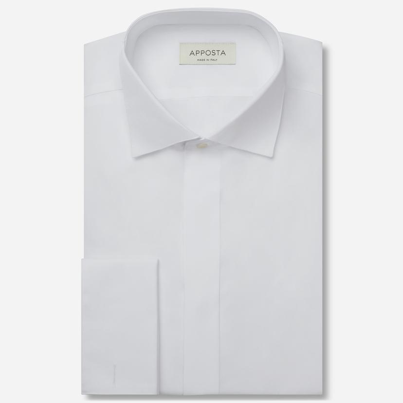 Shirt solid white cotton twill double twisted, collar style wing collar with funcional loop, cuff french cuff (cufflinks) Shirt solid white cotton twill double twisted, collar style wing collar with funcional loop, cuff french cuff (cufflinks)