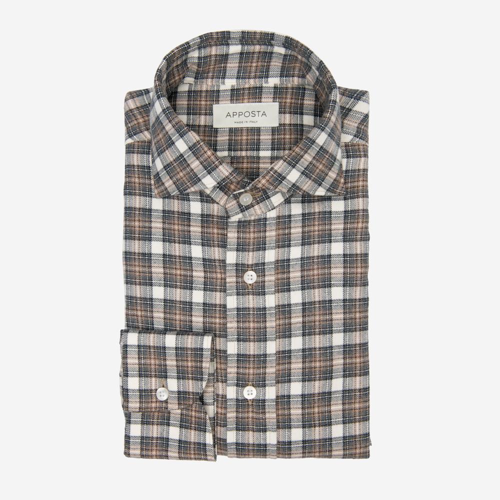 Shirt big check multi flannel twill double twisted, collar style updated spread collar with short points from Apposta Shirt big check multi flannel twill double twisted, collar style updated spread collar with short points - Apposta Clothing product