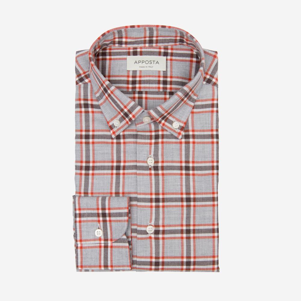 Shirt big check grey flannel twill, collar style small button-down collar from Apposta Shirt big check grey flannel twill, collar style small button-down collar - Apposta Clothing product