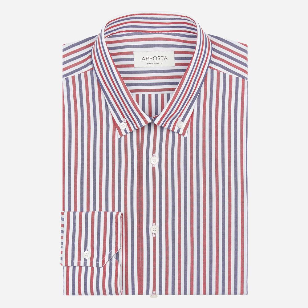 Shirt striped red cotton plain, collar style small button-down collar from Apposta Shirt striped red cotton plain, collar style small button-down collar - Apposta Clothing product