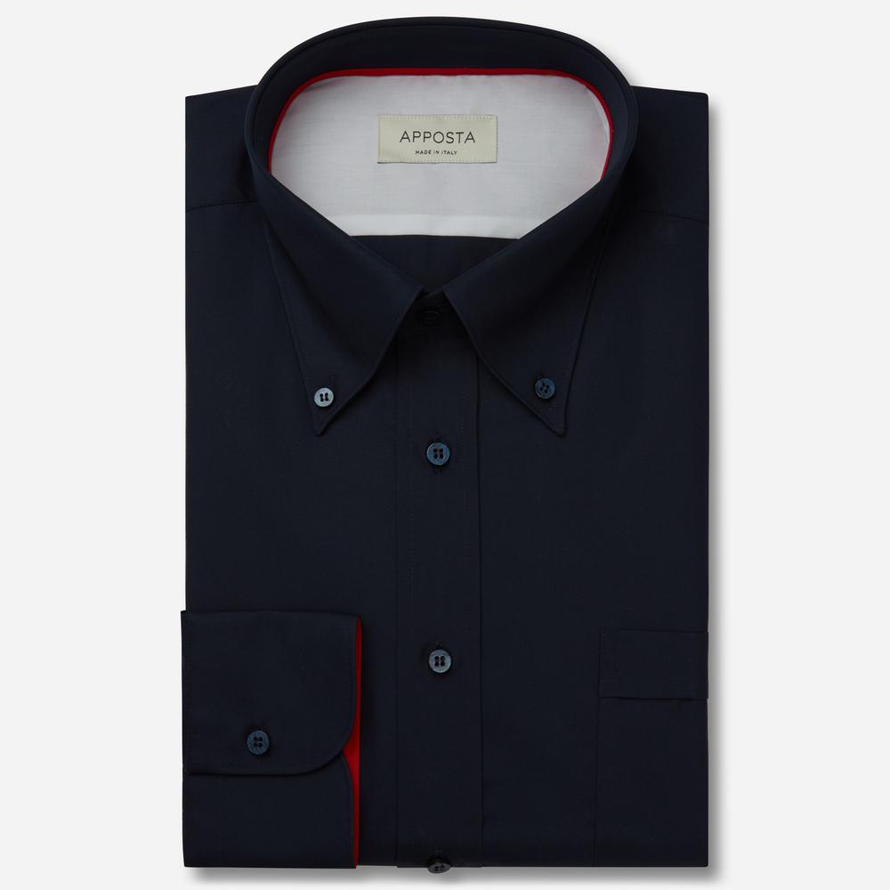 Shirt solid navy blue cotton satin, collar style high button-down collar from Apposta Shirt solid navy blue cotton satin, collar style high button-down collar - Apposta Clothing product