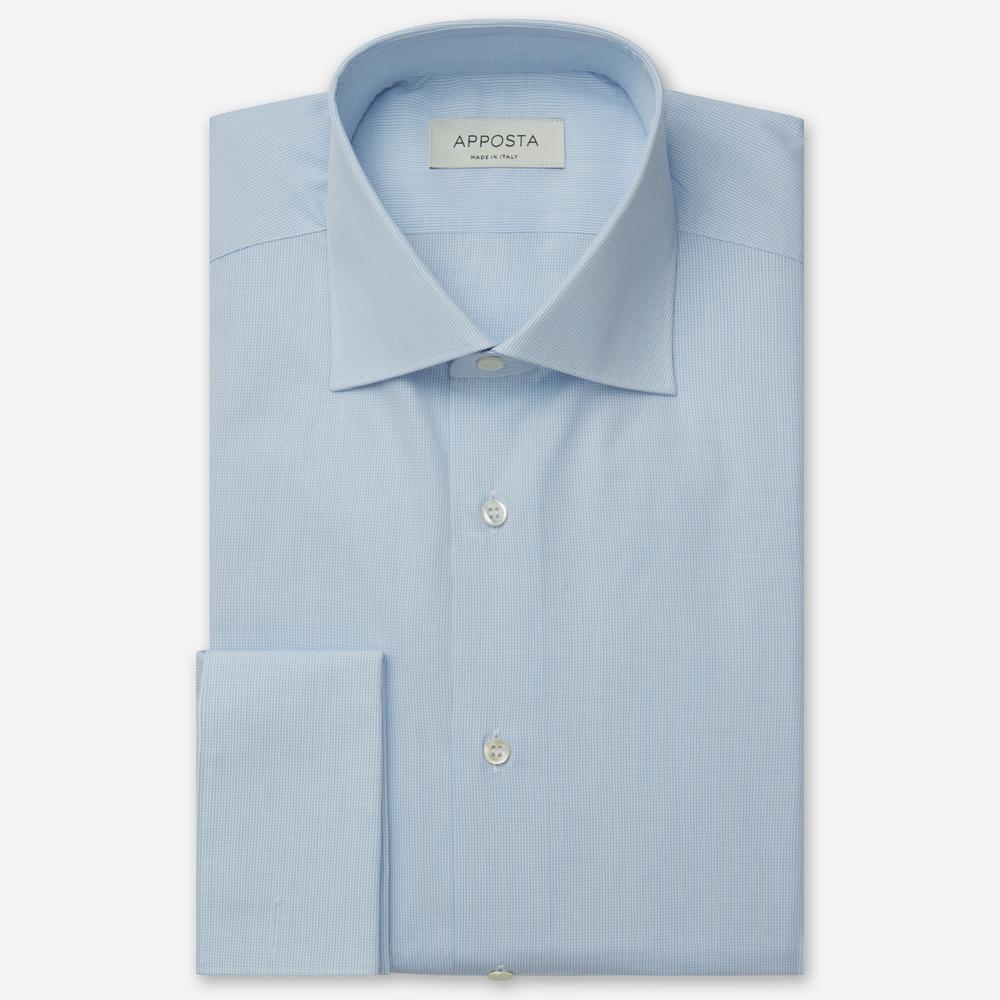 Shirt small check light blue cotton poplin double twisted, collar style spread collar - High quality product image showing Shirt small check light blue cotton poplin double twisted, collar style spread collar details and features Shirt small check light blue cotton poplin double twisted, collar style spread collar - High quality product image showing Shirt small check light blue cotton poplin double twisted, collar style spread collar details and features