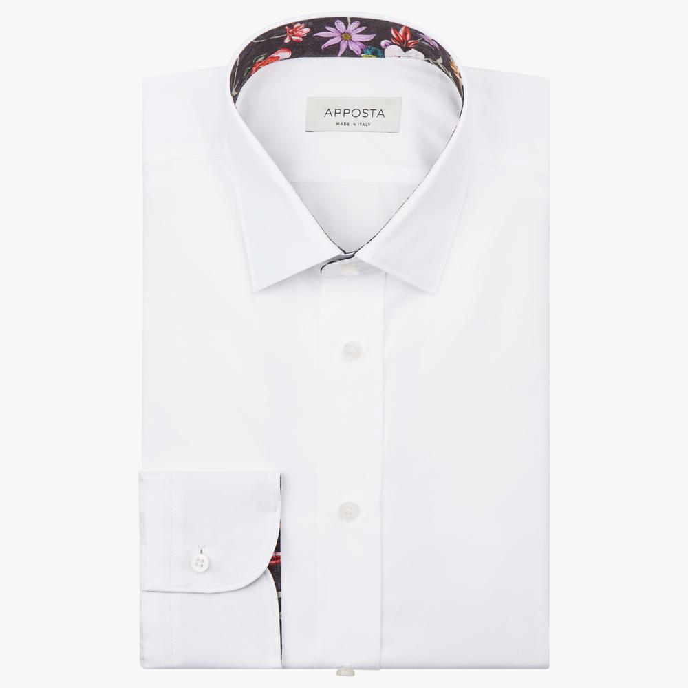 Shirt solid white cotton twill double twisted, collar style updated straight point collar with short points from Apposta Shirt solid white cotton twill double twisted, collar style updated straight point collar with short points - Apposta Clothing product