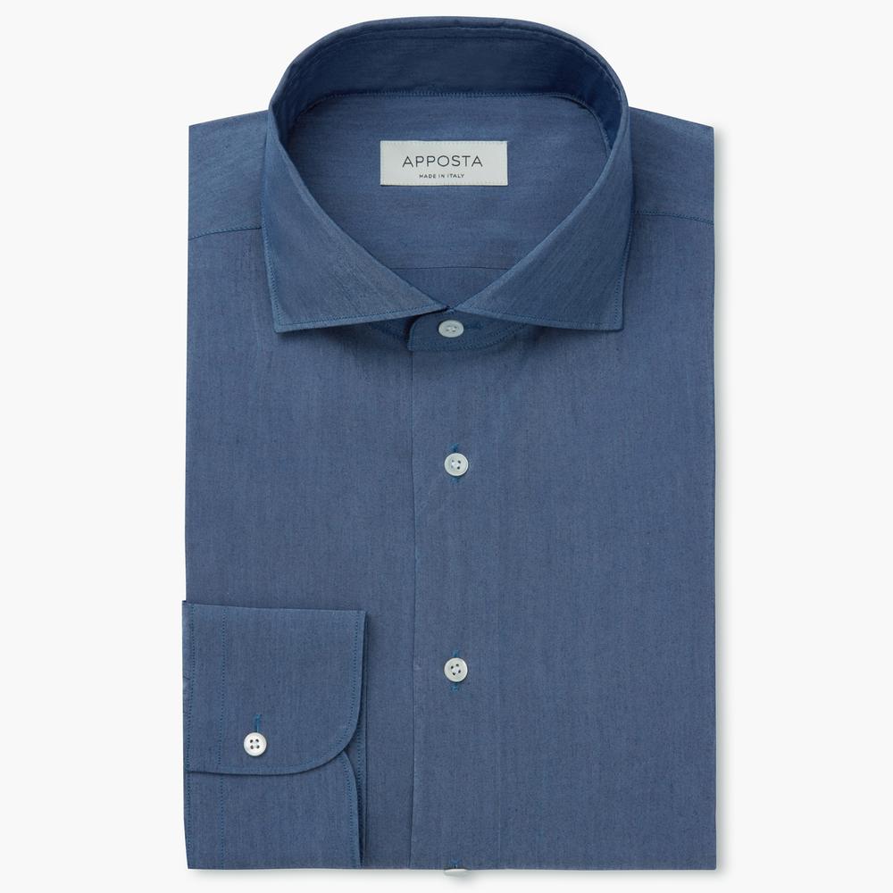 Shirt solid navy blue cotton denim, collar style lower spread collar from Apposta Shirt solid navy blue cotton denim, collar style lower spread collar - Apposta Clothing product