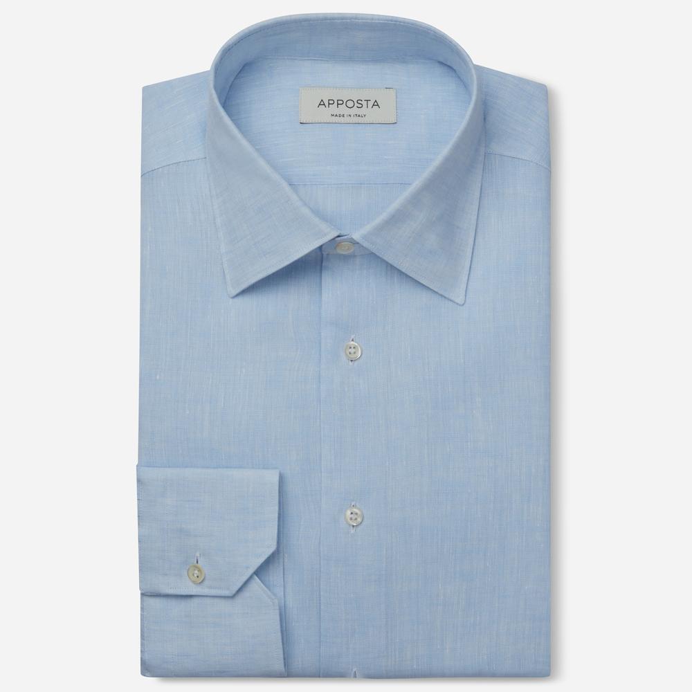 Shirt solid light blue linen plain, collar style low straight point collar from Apposta Shirt solid light blue linen plain, collar style low straight point collar - Apposta Clothing product