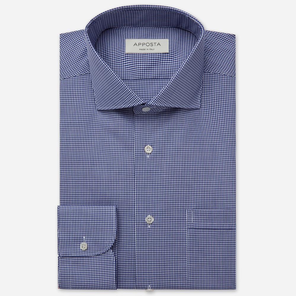 Shirt small check navy blue easy-iron cotton poplin, collar style lower spread collar - High quality product image showing Shirt small check navy blue easy-iron cotton poplin, collar style lower spread collar details and features Shirt small check navy blue easy-iron cotton poplin, collar style lower spread collar - High quality product image showing Shirt small check navy blue easy-iron cotton poplin, collar style lower spread collar details and features