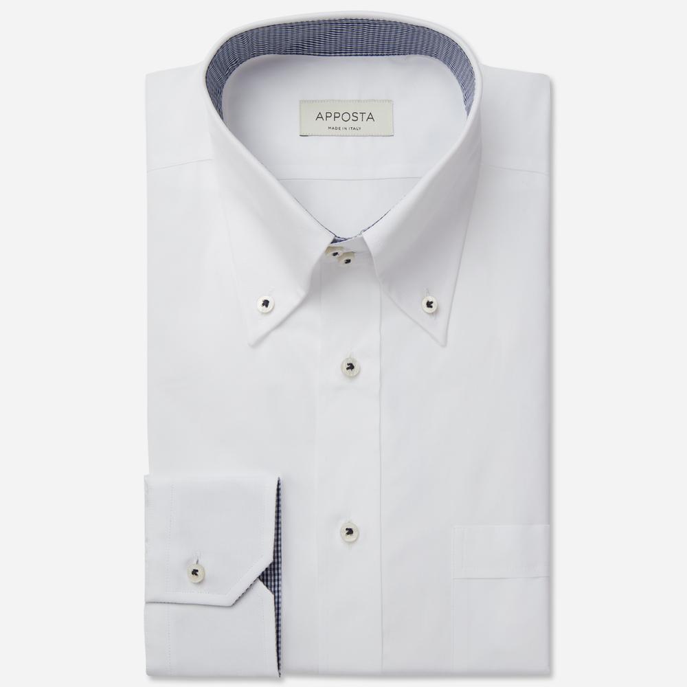 Shirt solid white cotton poplin double twisted, collar style high button-down collar with two buttons - High quality product image showing Shirt solid white cotton poplin double twisted, collar style high button-down collar with two buttons details and features Shirt solid white cotton poplin double twisted, collar style high button-down collar with two buttons - High quality product image showing Shirt solid white cotton poplin double twisted, collar style high button-down collar with two buttons details and features