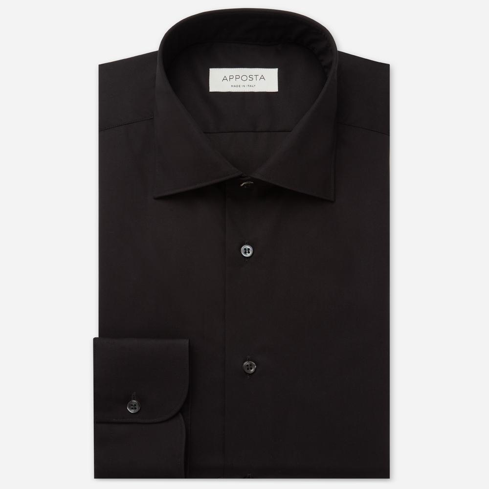 Shirt solid black easy-iron cotton poplin, collar style semi-spread collar - High quality product image showing Shirt solid black easy-iron cotton poplin, collar style semi-spread collar details and features Shirt solid black easy-iron cotton poplin, collar style semi-spread collar - High quality product image showing Shirt solid black easy-iron cotton poplin, collar style semi-spread collar details and features
