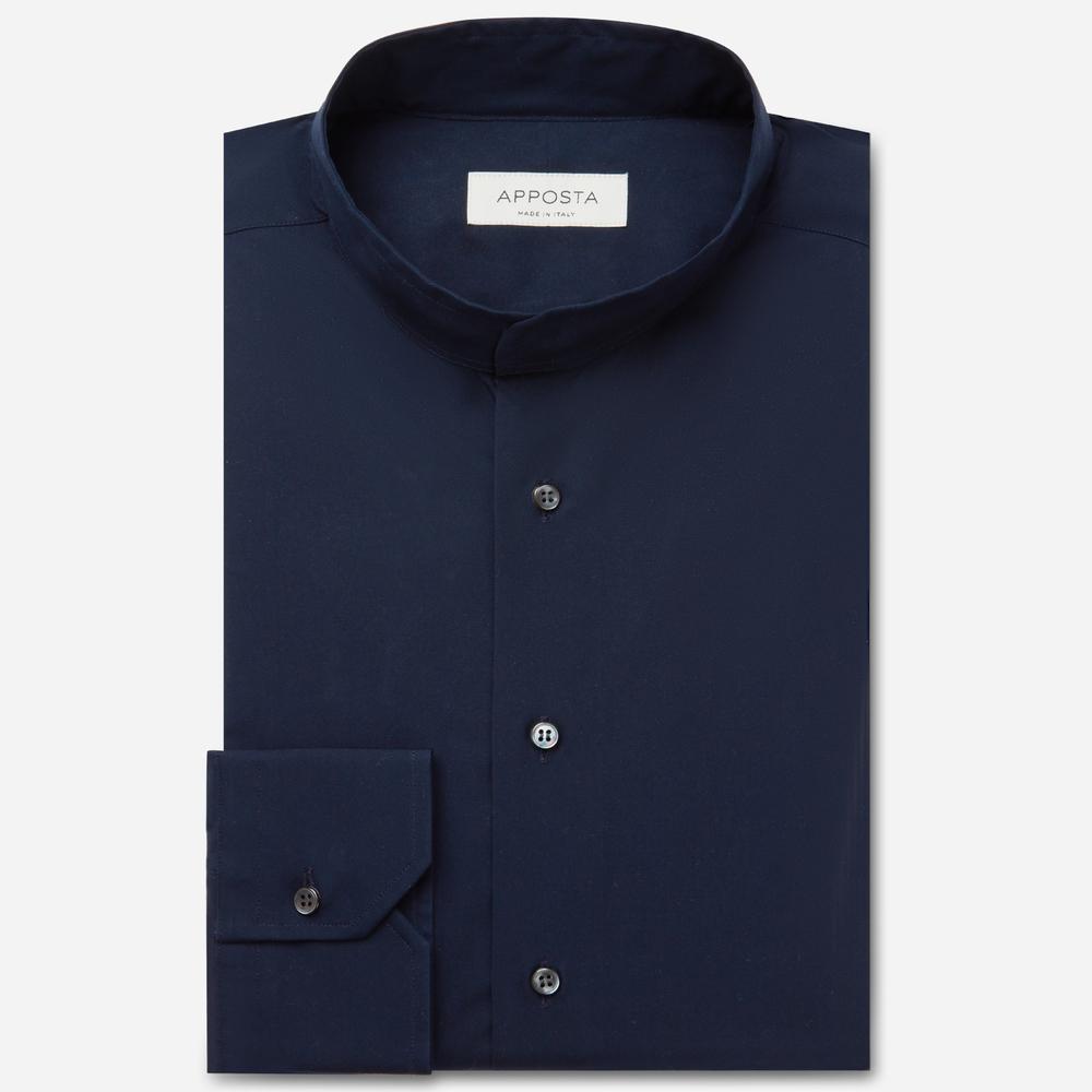 Shirt solid navy blue cotton poplin, collar style band collar without button - High quality product image showing Shirt solid navy blue cotton poplin, collar style band collar without button details and features Shirt solid navy blue cotton poplin, collar style band collar without button - High quality product image showing Shirt solid navy blue cotton poplin, collar style band collar without button details and features