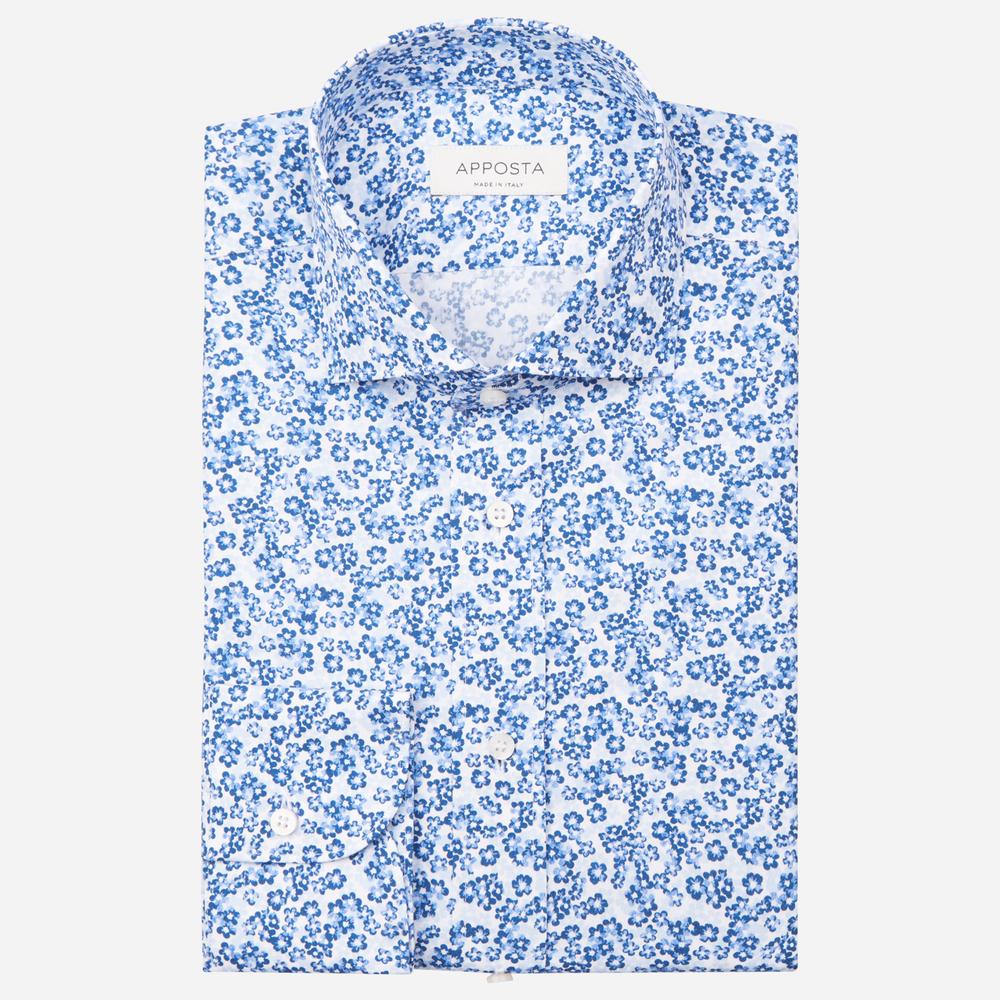 Shirt floral light blue cotton poplin, collar style updated spread collar with short points - High quality product image showing Shirt floral light blue cotton poplin, collar style updated spread collar with short points details and features Shirt floral light blue cotton poplin, collar style updated spread collar with short points - High quality product image showing Shirt floral light blue cotton poplin, collar style updated spread collar with short points details and features