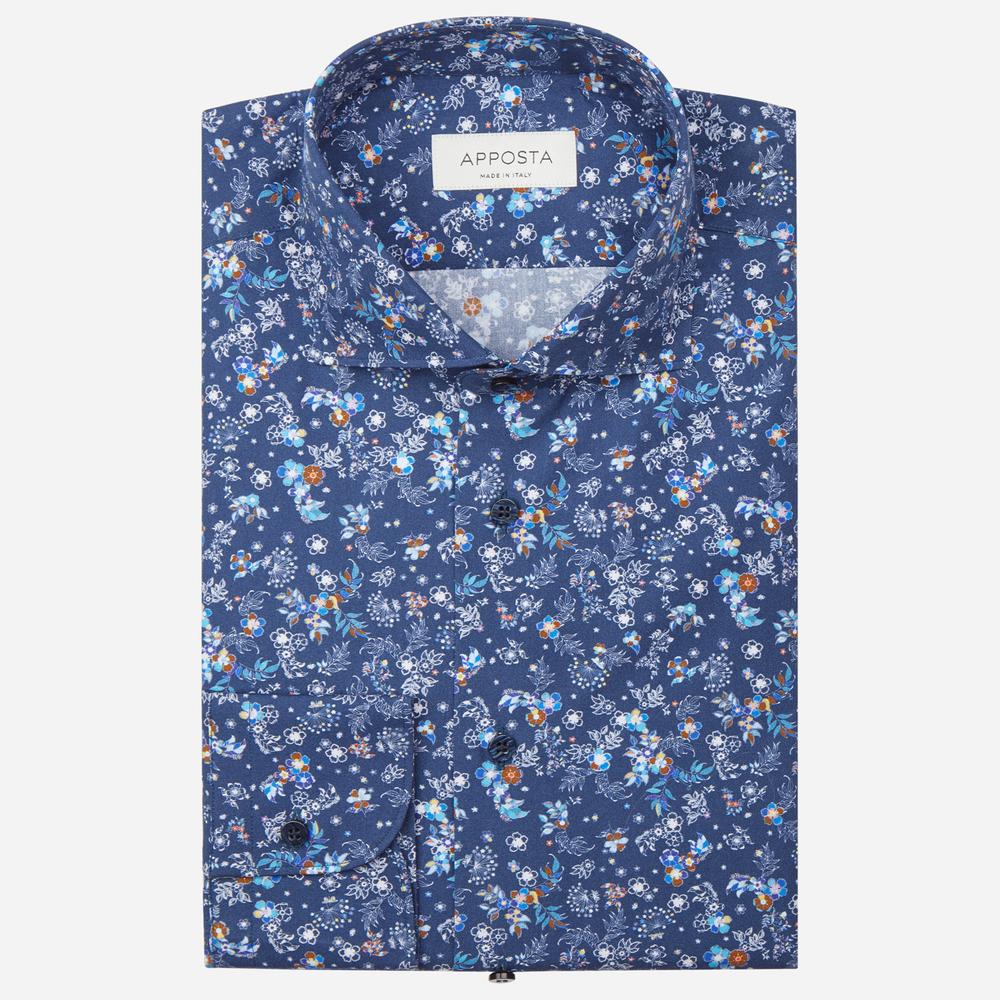 Shirt floral navy blue cotton poplin, collar style lower spread collar - High quality product image showing Shirt floral navy blue cotton poplin, collar style lower spread collar details and features Shirt floral navy blue cotton poplin, collar style lower spread collar - High quality product image showing Shirt floral navy blue cotton poplin, collar style lower spread collar details and features
