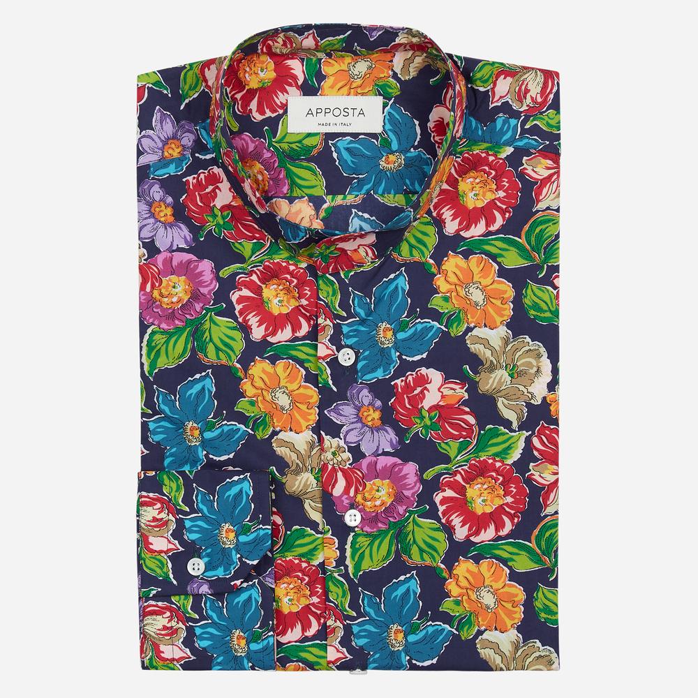 Shirt floral multi cotton poplin, collar style band collar without button - High quality product image showing Shirt floral multi cotton poplin, collar style band collar without button details and features Shirt floral multi cotton poplin, collar style band collar without button - High quality product image showing Shirt floral multi cotton poplin, collar style band collar without button details and features