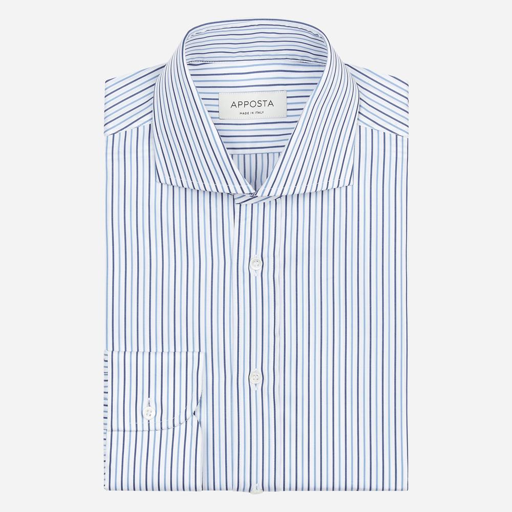 Shirt striped navy blue cotton poplin, collar style spread collar - High quality product image showing Shirt striped navy blue cotton poplin, collar style spread collar details and features Shirt striped navy blue cotton poplin, collar style spread collar - High quality product image showing Shirt striped navy blue cotton poplin, collar style spread collar details and features