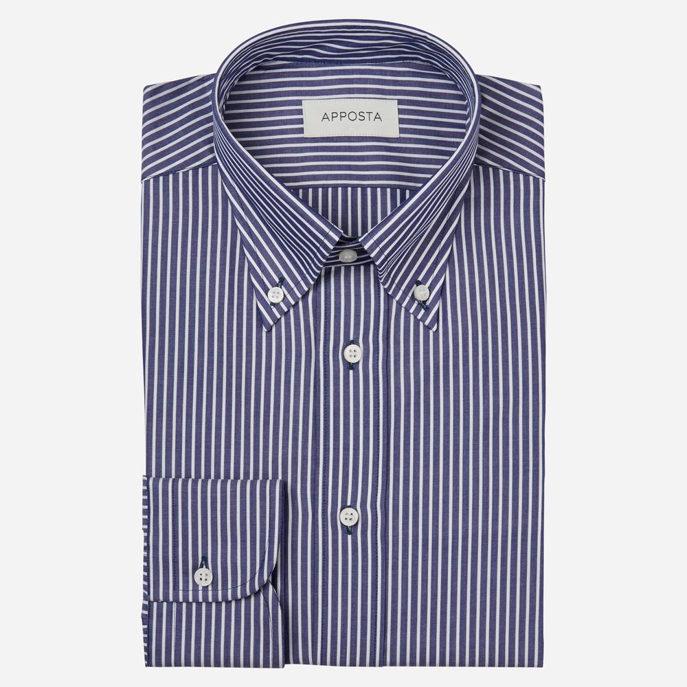 Shirt striped navy blue cotton fil-à-fil, collar style button-down collar - High quality product image showing Shirt striped navy blue cotton fil-à-fil, collar style button-down collar details and features Shirt striped navy blue cotton fil-à-fil, collar style button-down collar - High quality product image showing Shirt striped navy blue cotton fil-à-fil, collar style button-down collar details and features