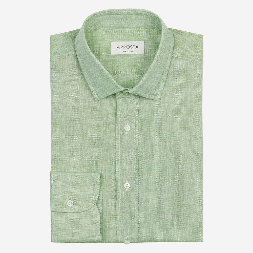 Shirt solid green cotton-linen plain, collar style updated straight point collar with short points - High quality product image showing Shirt solid green cotton-linen plain, collar style updated straight point collar with short points details and features Shirt solid green cotton-linen plain, collar style updated straight point collar with short points - High quality product image showing Shirt solid green cotton-linen plain, collar style updated straight point collar with short points details and features