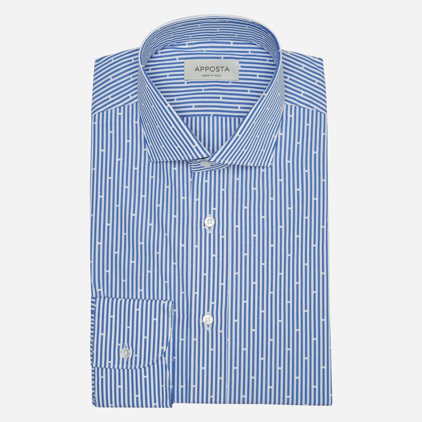 Shirt striped light blue cotton poplin, collar style updated spread collar with short points Shirt striped light blue cotton poplin, collar style updated spread collar with short points