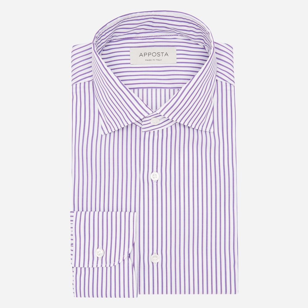 Shirt striped violet cotton twill, collar style semi-spread collar - High quality product image showing Shirt striped violet cotton twill, collar style semi-spread collar details and features Shirt striped violet cotton twill, collar style semi-spread collar - High quality product image showing Shirt striped violet cotton twill, collar style semi-spread collar details and features