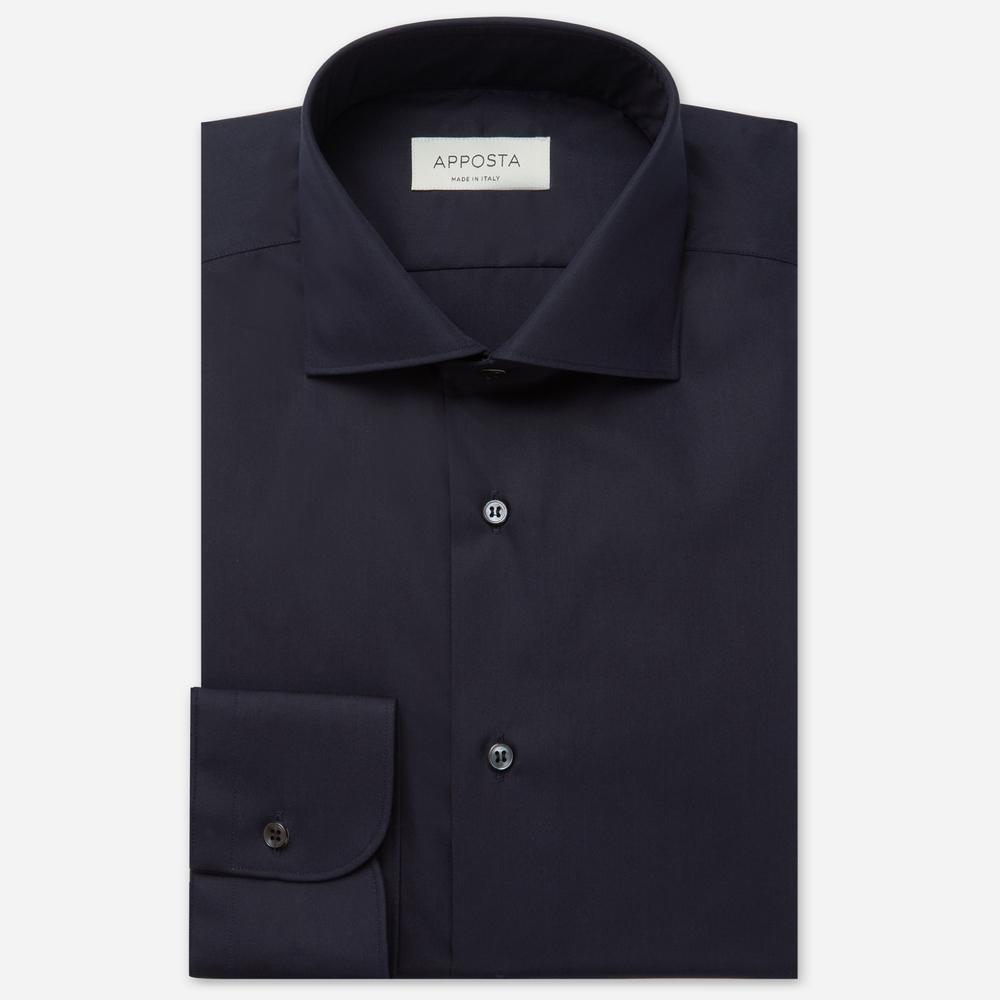 Shirt solid navy blue 4-way stretch poplin sensitive, collar style updated spread collar with short points - High quality product image showing Shirt solid navy blue 4-way stretch poplin sensitive, collar style updated spread collar with short points details and features Shirt solid navy blue 4-way stretch poplin sensitive, collar style updated spread collar with short points - High quality product image showing Shirt solid navy blue 4-way stretch poplin sensitive, collar style updated spread collar with short points details and features