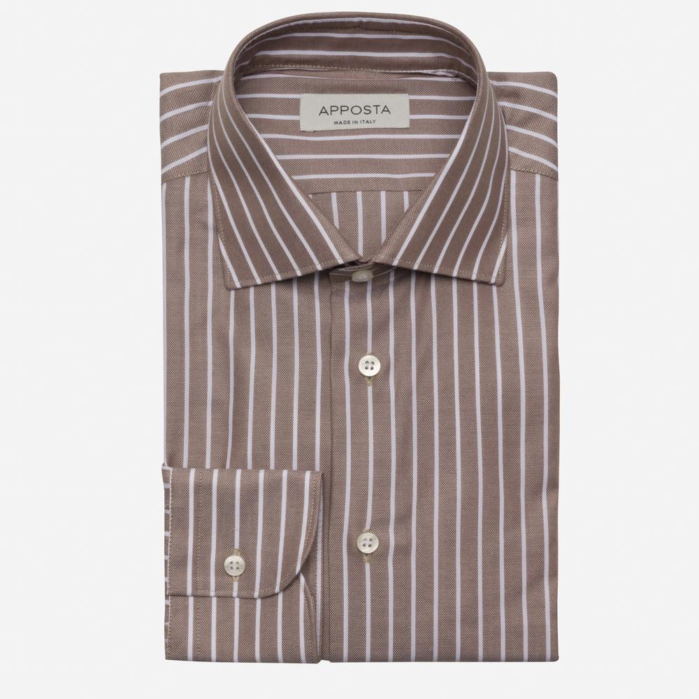 Shirt striped brown cotton oxford, collar style semi-spread collar - High quality product image showing Shirt striped brown cotton oxford, collar style semi-spread collar details and features Shirt striped brown cotton oxford, collar style semi-spread collar - High quality product image showing Shirt striped brown cotton oxford, collar style semi-spread collar details and features