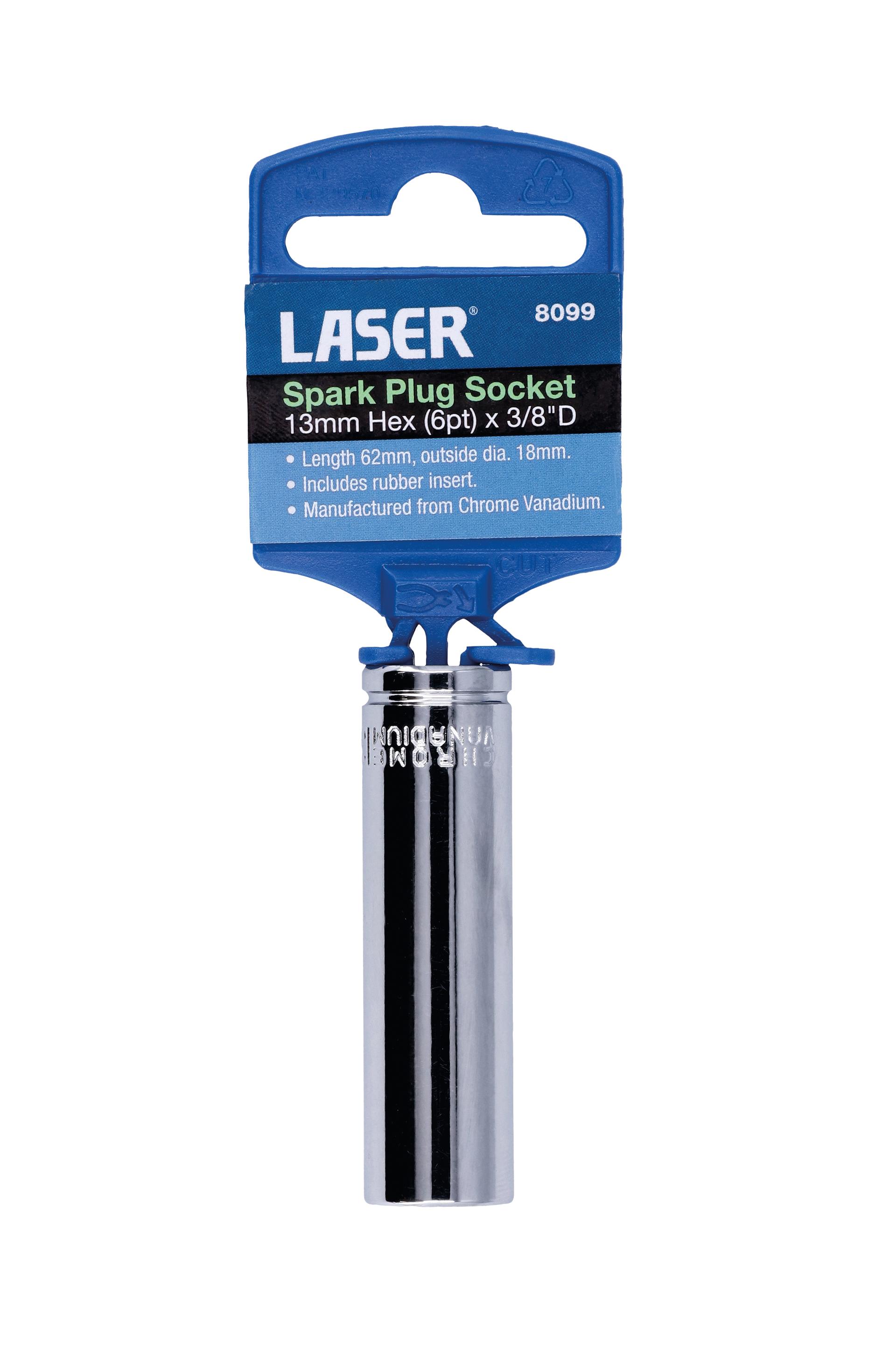 Laser Tools 8099 Spark Plug Socket 3/8Drive - Hex 13mm AF - High quality product image showing Laser Tools 8099 Spark Plug Socket 3/8Drive - Hex 13mm AF details and features Laser Tools 8099 Spark Plug Socket 3/8Drive - Hex 13mm AF - High quality product image showing Laser Tools 8099 Spark Plug Socket 3/8Drive - Hex 13mm AF details and features