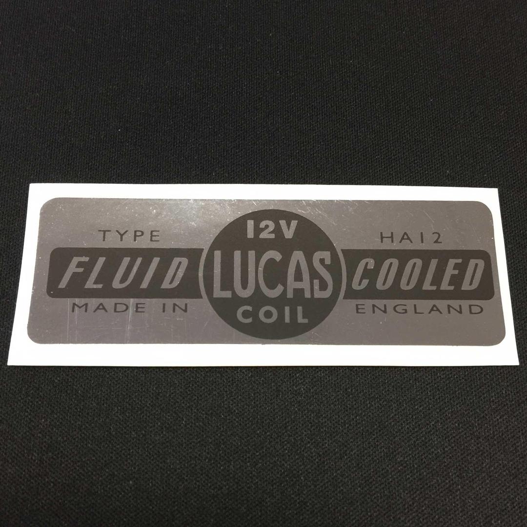 Lucas HA12 12V Coil Label Fluid Cooled Vintage Classic Car Silver Sticker from The Green Spark Plug Lucas HA12 12V Coil Label Fluid Cooled Vintage Classic Car Silver Sticker - The Green Spark Plug Automotive product