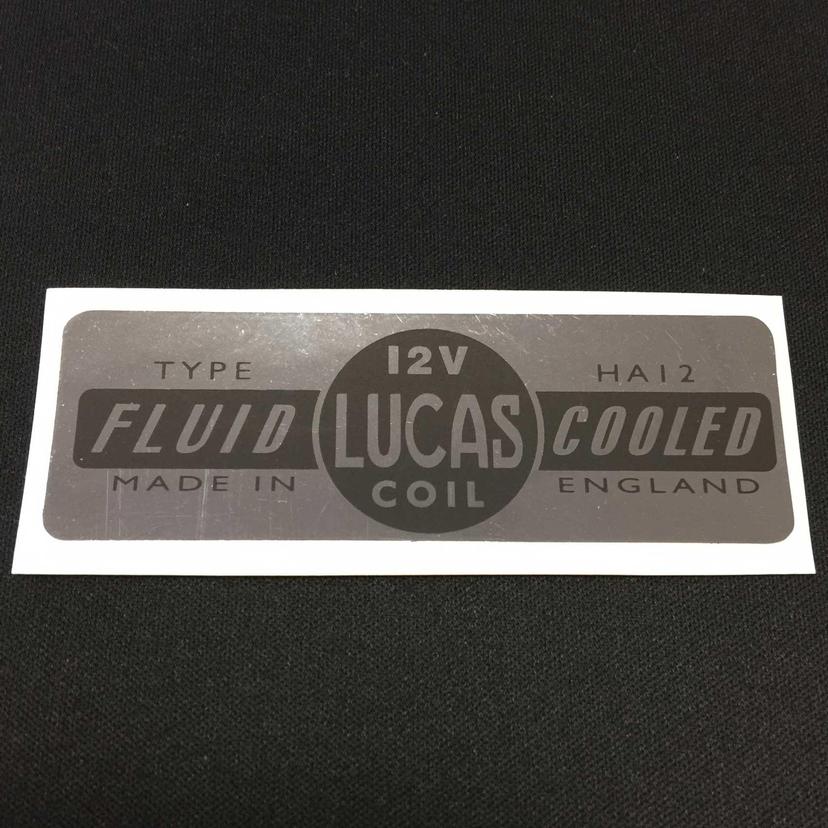Lucas HA12 12V Coil Label Fluid Cooled Vintage Classic Car Silver Sticker Lucas HA12 12V Coil Label Fluid Cooled Vintage Classic Car Silver Sticker