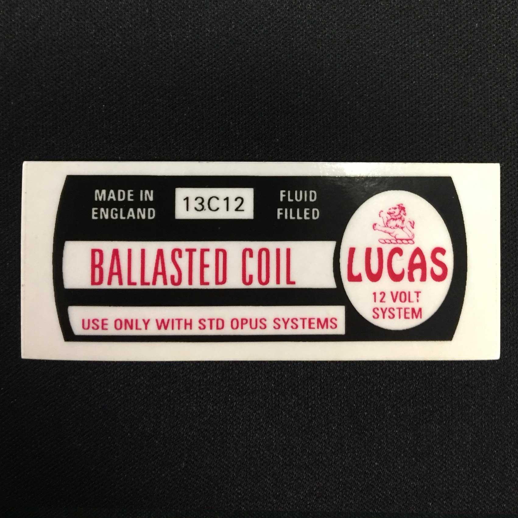 Lucas 13C12 Ballasted Coil Sticker Vintage Classic Car Fluid Filled STD Opus - High quality product image showing Lucas 13C12 Ballasted Coil Sticker Vintage Classic Car Fluid Filled STD Opus details and features Lucas 13C12 Ballasted Coil Sticker Vintage Classic Car Fluid Filled STD Opus - High quality product image showing Lucas 13C12 Ballasted Coil Sticker Vintage Classic Car Fluid Filled STD Opus details and features