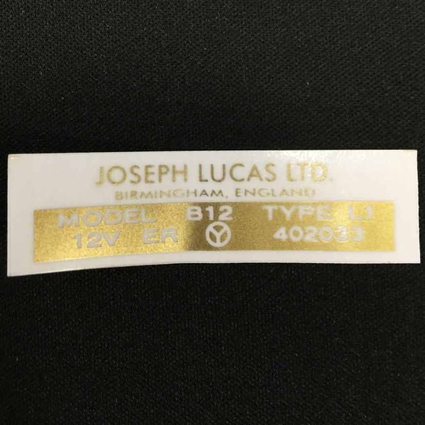 Joseph Lucas Ltd England Gold B12 12V Coil Label 402033 Classic Vintage Sticker Joseph Lucas Ltd England Gold B12 12V Coil Label 402033 Classic Vintage Sticker