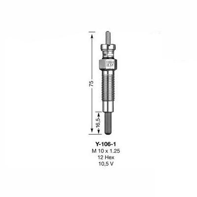 NGK Glow Plug Y-106-1 (6525) - High quality product image showing NGK Glow Plug Y-106-1 (6525) details and features NGK Glow Plug Y-106-1 (6525) - High quality product image showing NGK Glow Plug Y-106-1 (6525) details and features