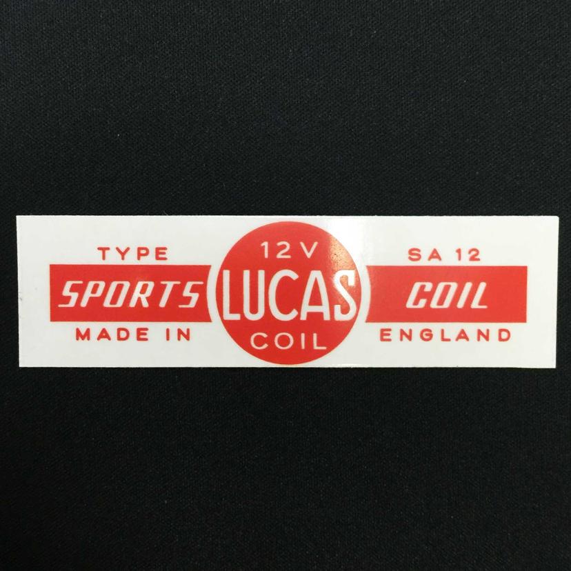 Lucas Sports SA12 12V Ignition Racing Coil Label Vintage Classic Car Red Sticker Lucas Sports SA12 12V Ignition Racing Coil Label Vintage Classic Car Red Sticker