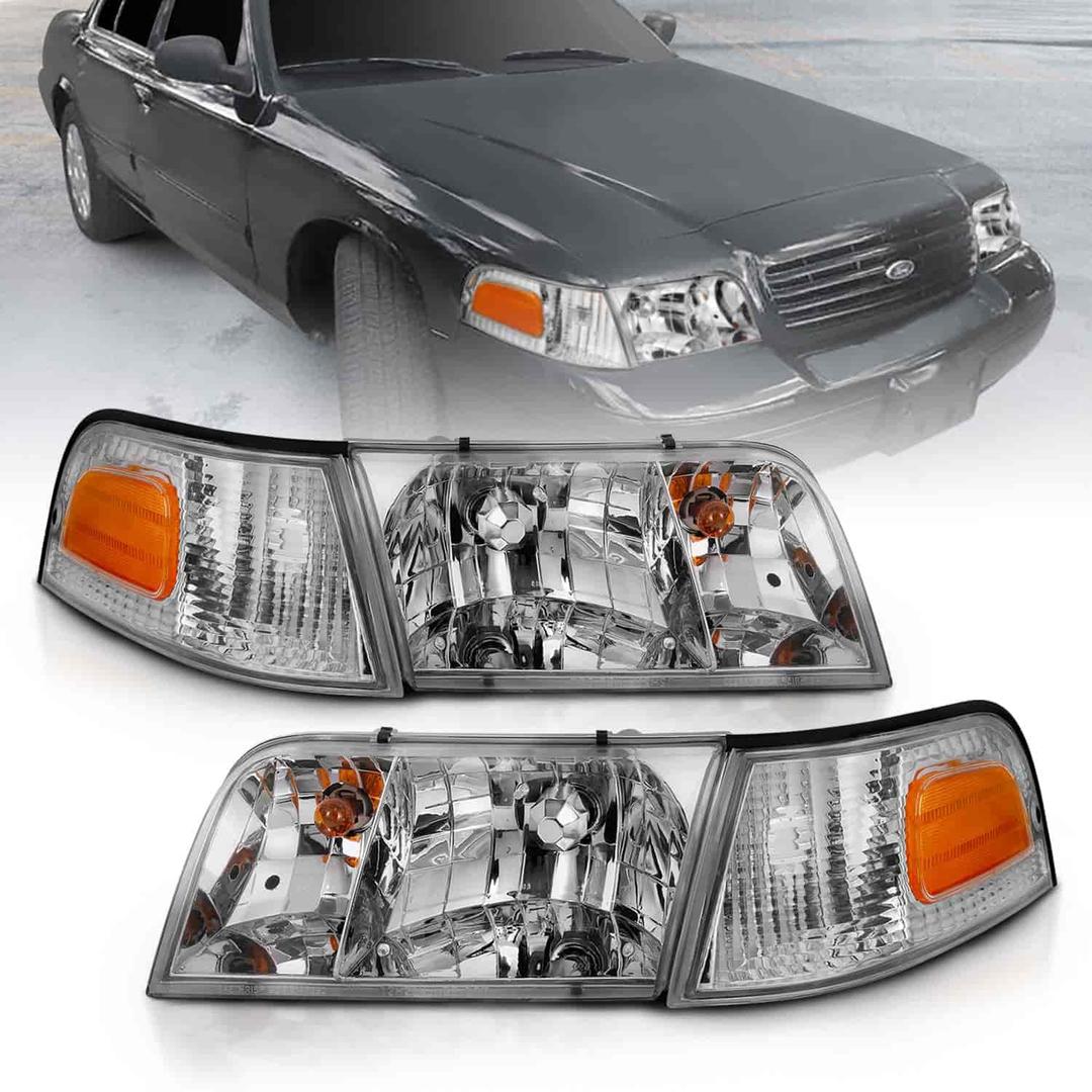 ANZO 121556 1998-2005 Ford Crown Victoria Crystal Headlight Chrome with Bumper Light (OE) from The Twister Group ANZO 121556 1998-2005 Ford Crown Victoria Crystal Headlight Chrome with Bumper Light (OE) - The Twister Group Tools product