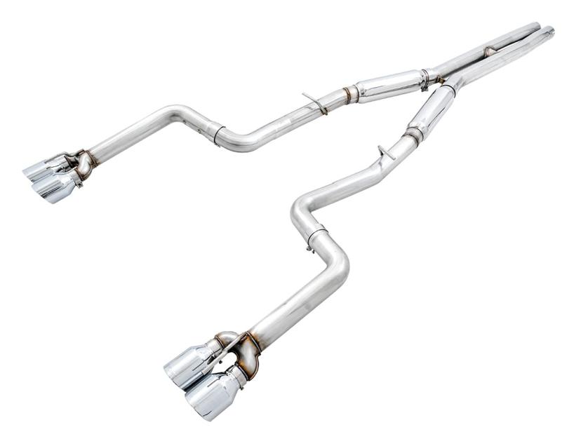 AWE 3015-42136 Exhaust System Kit; Track Edition Cat-Back System; Stainless Steel; Without Muffler; Dual Exhaust; Rear Exit; 4.5 Inch Chrome Silver Quad Tips AWE 3015-42136 Exhaust System Kit; Track Edition Cat-Back System; Stainless Steel; Without Muffler; Dual Exhaust; Rear Exit; 4.5 Inch Chrome Silver Quad Tips