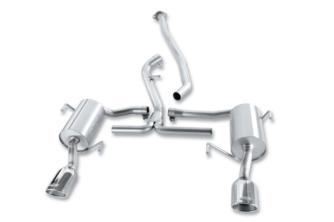 BORLA 140324 Exhaust System Kit; Cat-Back System; T-304 Stainless Steel; With Mufflers; 2-1/4 Inch To 2 Inch Pipe Diameter; Single Exhaust With Dual Exit; Split Rear Exit; 4-1/4 Inch x 3-1/2 Inch Oval Polished T-304 Stainless Steel Tip from The Twister Group BORLA 140324 Exhaust System Kit; Cat-Back System; T-304 Stainless Steel; With Mufflers; 2-1/4 Inch To 2 Inch Pipe Diameter; Single Exhaust With Dual Exit; Split Rear Exit; 4-1/4 Inch x 3-1/2 Inch Oval Polished T-304 Stainless Steel Tip - The Twister Group Tools product