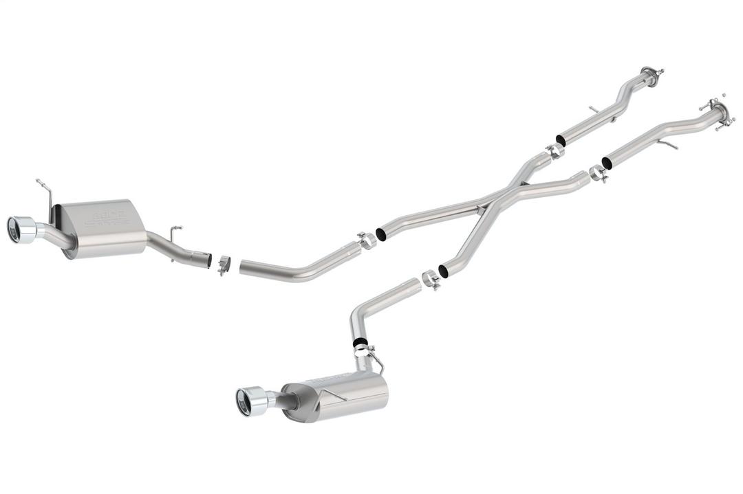 BORLA 140449 Exhaust System Kit; Cat-Back System; T-304 Stainless Steel; With Mufflers; 2-1/2 Inch Pipe Diameter; Dual Exhaust With Dual Exit; Rear Exit; 4 Inch Diameter x 6 Inch Length Round Polished T-304 Stainless Steel Tip from The Twister Group BORLA 140449 Exhaust System Kit; Cat-Back System; T-304 Stainless Steel; With Mufflers; 2-1/2 Inch Pipe Diameter; Dual Exhaust With Dual Exit; Rear Exit; 4 Inch Diameter x 6 Inch Length Round Polished T-304 Stainless Steel Tip - The Twister Group Tools product