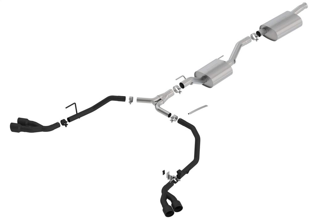 BORLA 140814CB Touring Cat-Back Exhaust System Dual Round Angle Cut 2.75 in Split Into Dual 2 in. Truck Split Side Exit Ceramic Black 3.5 in. Tip T-304 Stainless Steel Touring Cat-Back Exhaust System from The Twister Group BORLA 140814CB Touring Cat-Back Exhaust System Dual Round Angle Cut 2.75 in Split Into Dual 2 in. Truck Split Side Exit Ceramic Black 3.5 in. Tip T-304 Stainless Steel Touring Cat-Back Exhaust System - The Twister Group Tools product