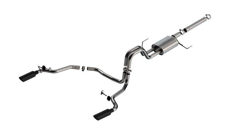 BORLA 140903BC Exhaust System Kit; S-Type Cat Back System; T-304 Stainless Steel; With Muffler; 3 Inch To 2-1/4 Inch Pipe Diameter; Single Exhaust With Dual Exit; Single Split Rear Exit; 4 Inch Round Rolled Angle-Cut Black T-304 Stainless Steel Tips from The Twister Group BORLA 140903BC Exhaust System Kit; S-Type Cat Back System; T-304 Stainless Steel; With Muffler; 3 Inch To 2-1/4 Inch Pipe Diameter; Single Exhaust With Dual Exit; Single Split Rear Exit; 4 Inch Round Rolled Angle-Cut Black T-304 Stainless Steel Tips - The Twister Group Tools product