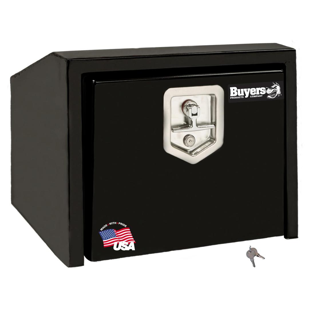 BUYERS PROD 1703351 Underbody Truck Box With Slanted Back, Black Steel, 14/10.5 x 12 x 18 Inches from The Twister Group BUYERS PROD 1703351 Underbody Truck Box With Slanted Back, Black Steel, 14/10.5 x 12 x 18 Inches - The Twister Group Tools product