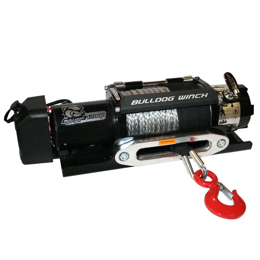 BULLDOG WINCH 10040 Trailer Winch with 100FT Synthetic Rope, CNC Billet Aluminum Hawse Fairlead, Mounting Plate, Low Profile 12000lb from The Twister Group BULLDOG WINCH 10040 Trailer Winch with 100FT Synthetic Rope, CNC Billet Aluminum Hawse Fairlead, Mounting Plate, Low Profile 12000lb - The Twister Group Tools product