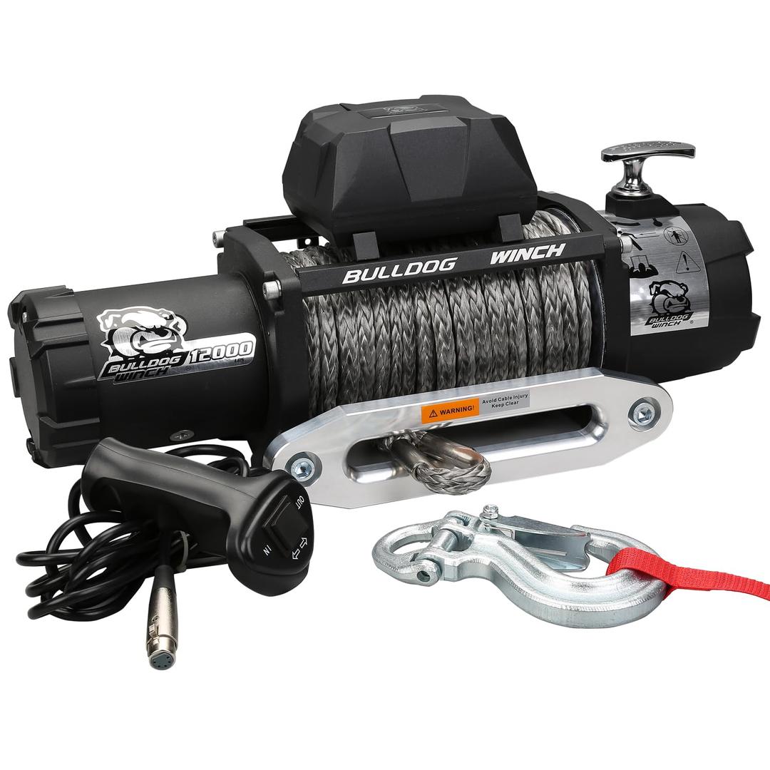 BULLDOG WINCH 10046 Standard Winch (12000lbwith 6.0hp Series Wound Motor, 100 Ft. Synthetic Rope, CNC Billet Aluminum Hawse Fairlead) from The Twister Group BULLDOG WINCH 10046 Standard Winch (12000lbwith 6.0hp Series Wound Motor, 100 Ft. Synthetic Rope, CNC Billet Aluminum Hawse Fairlead) - The Twister Group Tools product