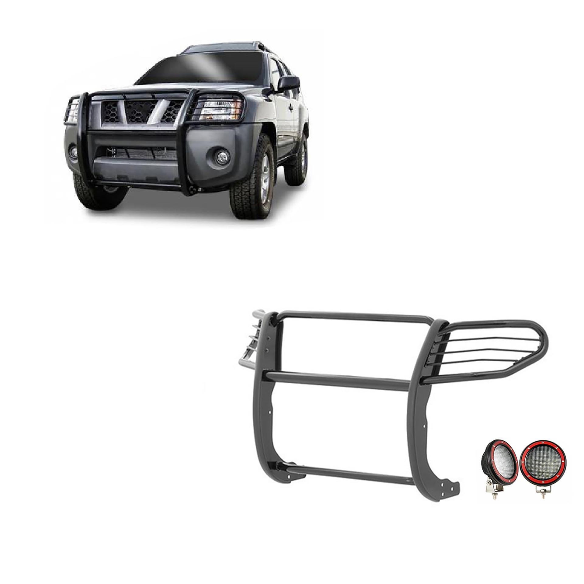 BLACK HORSE 17A112100MA-PLFR Grille brush Bumper Guard Modular Black Come With Pair of 5.3 INCH Dia.LED Lights with Red Trim Rings Compatible with 2005-2015 Nissan Xterra - High quality product image showing BLACK HORSE 17A112100MA-PLFR Grille brush Bumper Guard Modular Black Come With Pair of 5.3 INCH Dia.LED Lights with Red Trim Rings Compatible with 2005-2015 Nissan Xterra details and features BLACK HORSE 17A112100MA-PLFR Grille brush Bumper Guard Modular Black Come With Pair of 5.3 INCH Dia.LED Lights with Red Trim Rings Compatible with 2005-2015 Nissan Xterra - High quality product image showing BLACK HORSE 17A112100MA-PLFR Grille brush Bumper Guard Modular Black Come With Pair of 5.3 INCH Dia.LED Lights with Red Trim Rings Compatible with 2005-2015 Nissan Xterra details and features