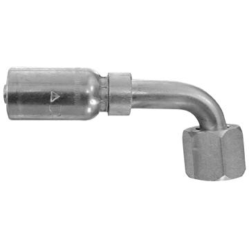 DAYCO 108602 Hose End Fitting; Hydraulic Permanent Crimp; 90 Degree Bent Tube Female Swivel 37 Degree Flare (JIC); 1/4 Inch Hose Inside Diameter; 9/16-18 Thread; 3.25 Inch Overall Length; Single DAYCO 108602 Hose End Fitting; Hydraulic Permanent Crimp; 90 Degree Bent Tube Female Swivel 37 Degree Flare (JIC); 1/4 Inch Hose Inside Diameter; 9/16-18 Thread; 3.25 Inch Overall Length; Single