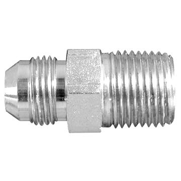 DAYCO 143720A Adapter Fitting; Hydraulic; Male 37 Degree Flare (JIC) to NPTF Male; 3/8-24 Thread T1; 1/8-27 Thread T2; Steel; Single DAYCO 143720A Adapter Fitting; Hydraulic; Male 37 Degree Flare (JIC) to NPTF Male; 3/8-24 Thread T1; 1/8-27 Thread T2; Steel; Single