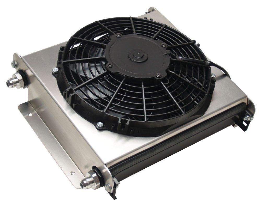 DERALE 15870 Fluid Cooler; Hyper-Cool; For Engine Oil/ Transmission Fluid; 13 Inch Width X 14-7/8 Inch Height X 5-5/8 Inch Depth; AN Fitting; -8 AN Inlet; -8 AN Outlet; With 800 Cubic Feet Per Minute Electric Fan from The Twister Group DERALE 15870 Fluid Cooler; Hyper-Cool; For Engine Oil/ Transmission Fluid; 13 Inch Width X 14-7/8 Inch Height X 5-5/8 Inch Depth; AN Fitting; -8 AN Inlet; -8 AN Outlet; With 800 Cubic Feet Per Minute Electric Fan - The Twister Group Tools product