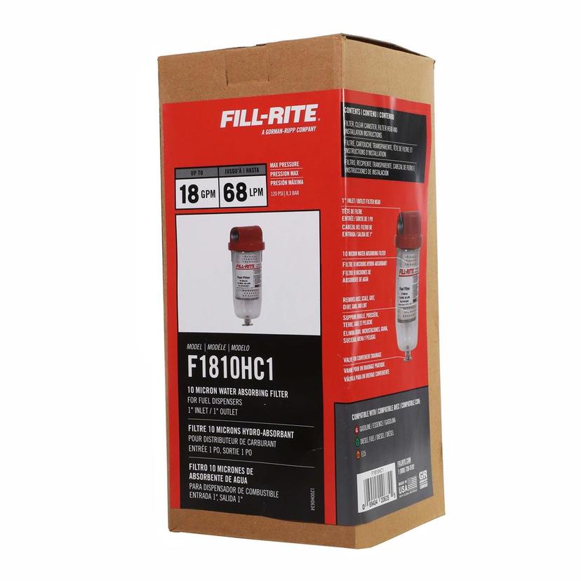 FILL-RITE F1810HC1 F1810PC1 1 Inch 18 GPM 10 Micron Hydrosorb Fuel Filter with Drain, Clear Bowl, and Hydrosorb Filter for Heavy Equipment Engines FILL-RITE F1810HC1 F1810PC1 1 Inch 18 GPM 10 Micron Hydrosorb Fuel Filter with Drain, Clear Bowl, and Hydrosorb Filter for Heavy Equipment Engines