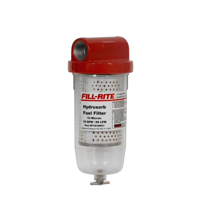 FILL-RITE F1810PC1 1 INCH 18 GPM (68 LPM) 10 Micron Particulate Fuel Filter with Drain (Clear Bowl) FILL-RITE F1810PC1 1 INCH 18 GPM (68 LPM) 10 Micron Particulate Fuel Filter with Drain (Clear Bowl)