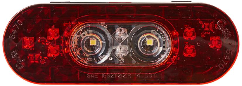 GROTE 54702 Stop/Tail/Turn Light, 6 In., Oval, Led, With Integrated Back-Up, Integrated Hard Shell, Red/Clear Lens, Bl GROTE 54702 Stop/Tail/Turn Light, 6 In., Oval, Led, With Integrated Back-Up, Integrated Hard Shell, Red/Clear Lens, Bl